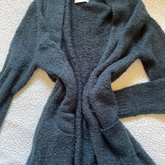 Papaya Dark Green Soft Long Cardigan w Pockets - Picture 2 of 2